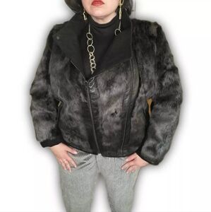 New Without Tags Helmut Lang Void Felt Wool Leather Fur Coat Jacket Black Size L